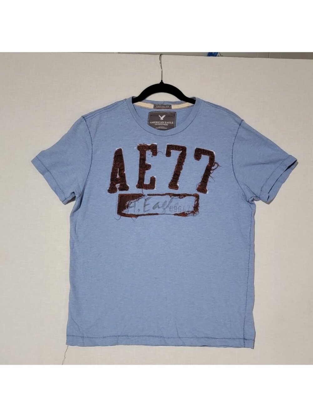 90s American Eagle Mens Shirt Medium Y2k Preppy Blue Distressed Casual